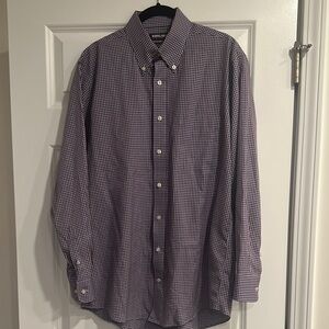Kirkland Signature Men's Button Down Checkered Shirt Neck 15.5 32/33